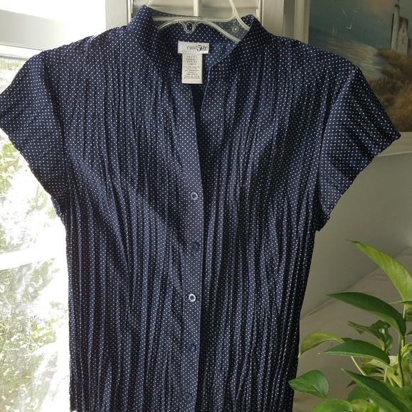 Sailor Blue Polka Dot Dress Blouse - Picture 3 of 4